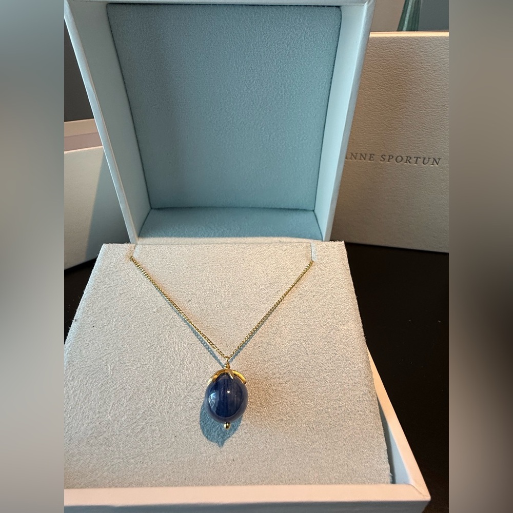 Anne Sportun 18k Gold Necklace with Blue Iolite Pendant - Celestial